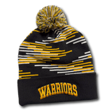 Warriors Multi-Color Beanie With Pom - Pataskala Customs Arched Hat
