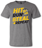 Hit Run Steal Repeat Short Sleeve T-Shirt - Pataskala Customs YS / No Customization / Heather Grey T-Shirt