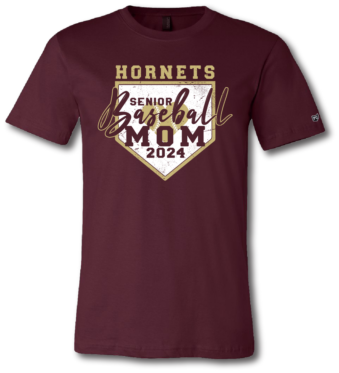 Hornets Senior Baseball Mom 2024 Short Sleeve T-Shirt