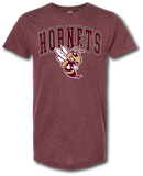 Hornets Retro Arch Short Sleeve T-Shirt - Pataskala Customs YS / No Customization / Heather Maroon T-Shirt