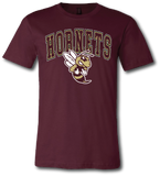 Hornets Retro Arch Short Sleeve T-Shirt - Pataskala Customs YS / No Customization / Maroon T-Shirt