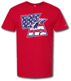Warriors Red White and Blue Short Sleeve T Shirt - Pataskala Customs YXS / No Customization / Red T-Shirt