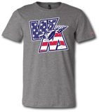 Warriors Red White and Blue Short Sleeve T Shirt - Pataskala Customs YXS / No Customization / Heather Grey T-Shirt
