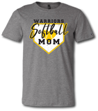 Warriors Softball Mom Short Sleeve T-Shirt - Pataskala Customs YS / No Customization / Heather Grey T-Shirt