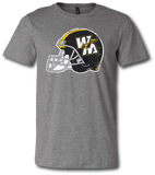 Warrior Football Helmet Short Sleeve T Shirt - Pataskala Customs YXS / No Customization / Heather Grey T-Shirt