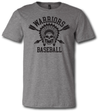 Warrior Baseball Skull Short Sleeve T Shirt - Pataskala Customs YXS / No Customization / Heather Grey T-Shirt