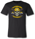 Warriors Baseball Skull and Bats Short Sleeve T Shirt - Pataskala Customs YXS / No Customization / Black T-Shirt
