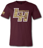 Licking Heights Hornets Camo Short Sleeve T Shirt - Pataskala Customs YXS / No Customization / Maroon T-Shirt