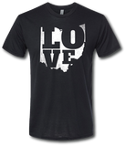 Ohio Love Short Sleeve T Shirt - Pataskala Customs YXS / Black White Print T-Shirt