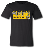 Warriors Baseball Short Sleeve T Shirt - Pataskala Customs YXS / No Customization / Black T-Shirt