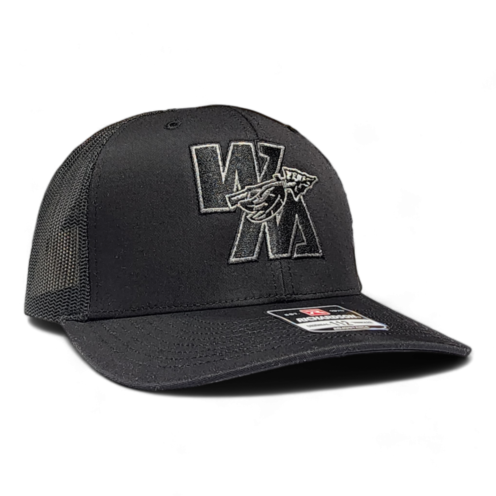 Watkins Warriors All Black Blackout Mesh Snapback Trucker Cap Pataskala Customs