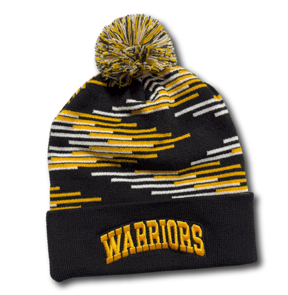 Warriors Multi-Color Beanie With Pom