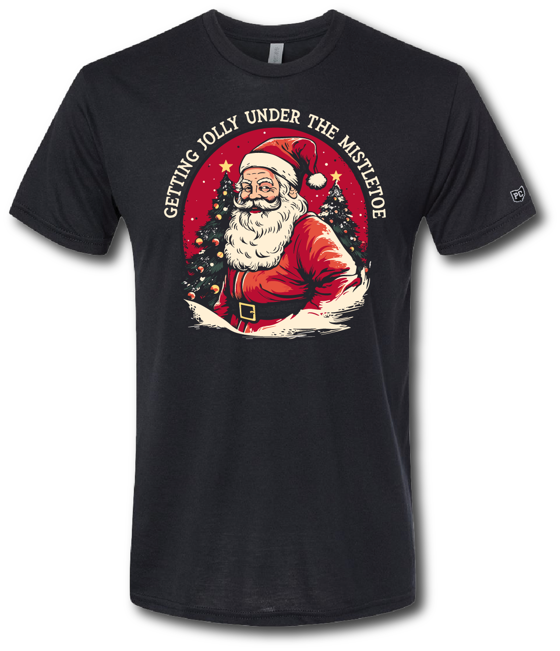 Santa Getting Jolly Under The Mistletoe Short Sleeve T-shirt