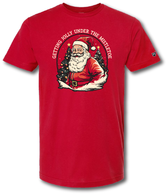 Santa Getting Jolly Under The Mistletoe Short Sleeve T-shirt