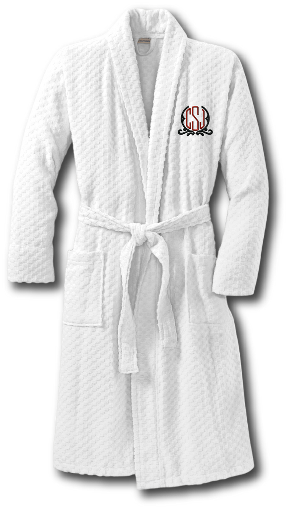 Custom Monogrammed Checkered Terry Shawl Collar Robe