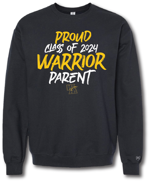 Proud Class of 2024 Warrior Parent Crewneck Sweatshirt