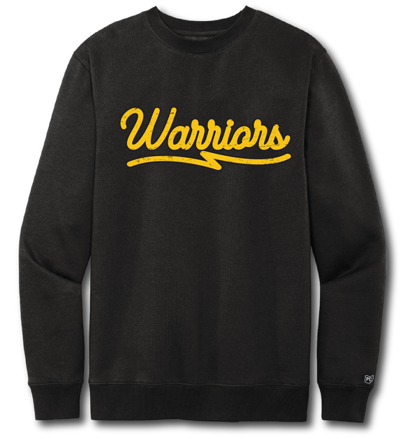 Warriors Vintage Script Sweatshirt - Pataskala Customs YXS / Crewneck / Black Sweatshirts