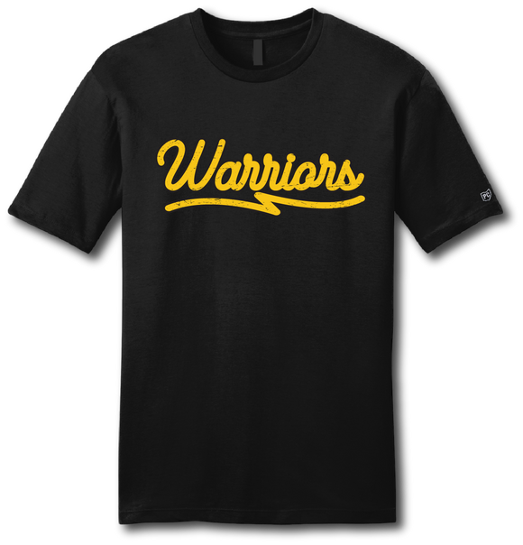 Warriors Vintage Script Short Sleeve T-Shirt - Pataskala Customs YS / No Customization / Black T-Shirt