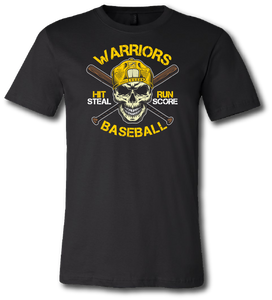 Warriors Baseball Skull and Bats Short Sleeve T Shirt
