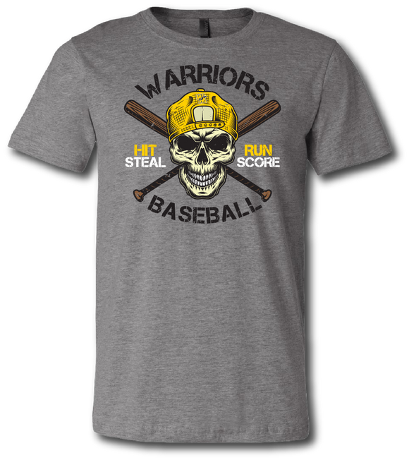 Warriors Baseball Skull and Bats Short Sleeve T Shirt