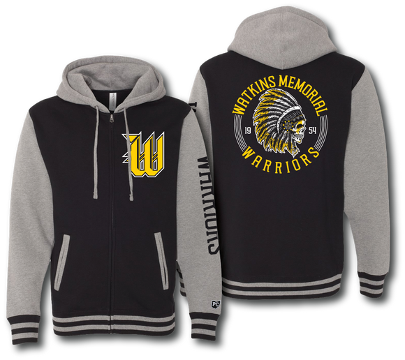 Watkins Warriors Heavyweight Varsity Full-Zip Hooded Sweatshirt